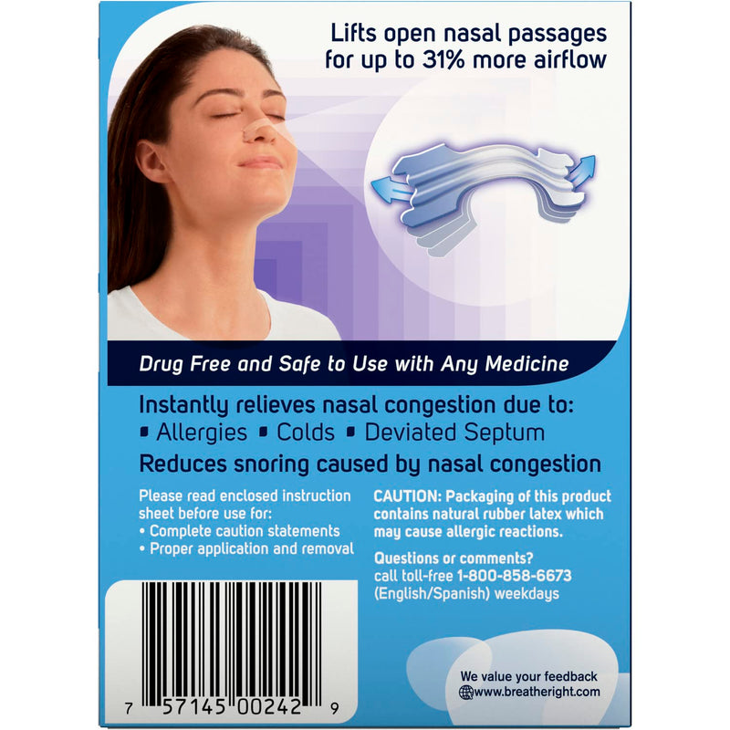 [Australia] - Breathe Right Nasal Strips for Sensitive Skin, Large, Clear, 30 Strips 