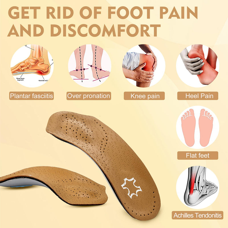 [Australia] - 3/4 Length Orthotic Insoles, Half Plantar Fasciitis Support with Metatarsal Pad Heel Cushion, Foot Shoe Inserts for Women and Men, High Arch Support for Flat Foot, 37/38 S| 37/38 EU 
