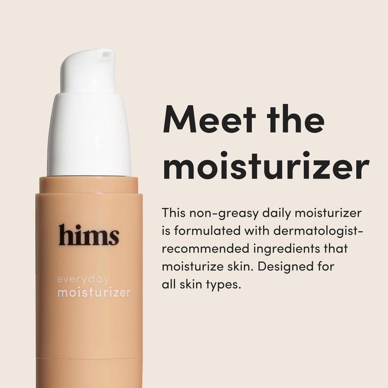 hims Everyday Moisturizer for Men, Hyaluronic Acid, 1 Fl Oz | Lightweight, Hydrating Men's Face Moisturizer with Hyaluronic Acid and Shea Butter, Paraben-Free, Includes Vitamin C Serum