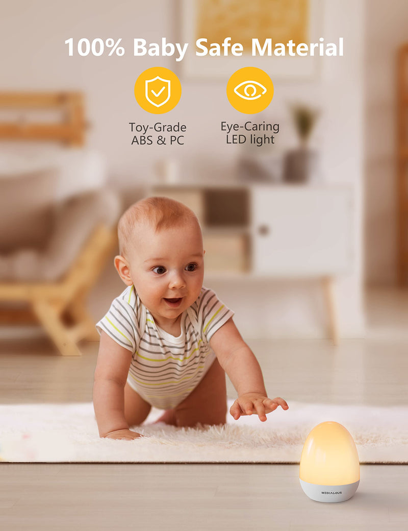 [Australia] - MediAcous Night Lights for Kids Room, Baby Night Light with Stable Charging Pad, Dimmable Kids Night Light with 1H Timer & Touch Control, ABS+PC LED Egg Lamps for Breastfeeding, Up to 200H 