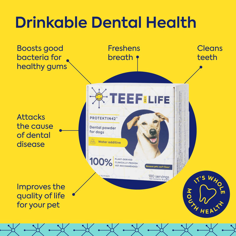 Protektin42 Plant-Derived Prebiotic Dental Powder for Dogs, Daily Dental Care, Clinically-Proven Formula Naturally Fights Plaque and Tartar, Refill Packet with 30 Servings Refill Packet (30 Servings) - PawsPlanet Australia
