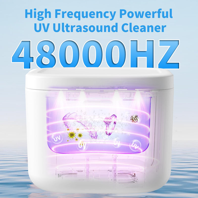 [Australia] - Retainer Cleaner, Ultrasonic Retainer Cleaner Machine 48kHz for Dentures, Mouth Guards, Braces, Toothbrush Heads, Jewelry, Ring with 300ML Capacity, 4 Modes Retainer Cleaning - White White | Comes With Filter Basket 