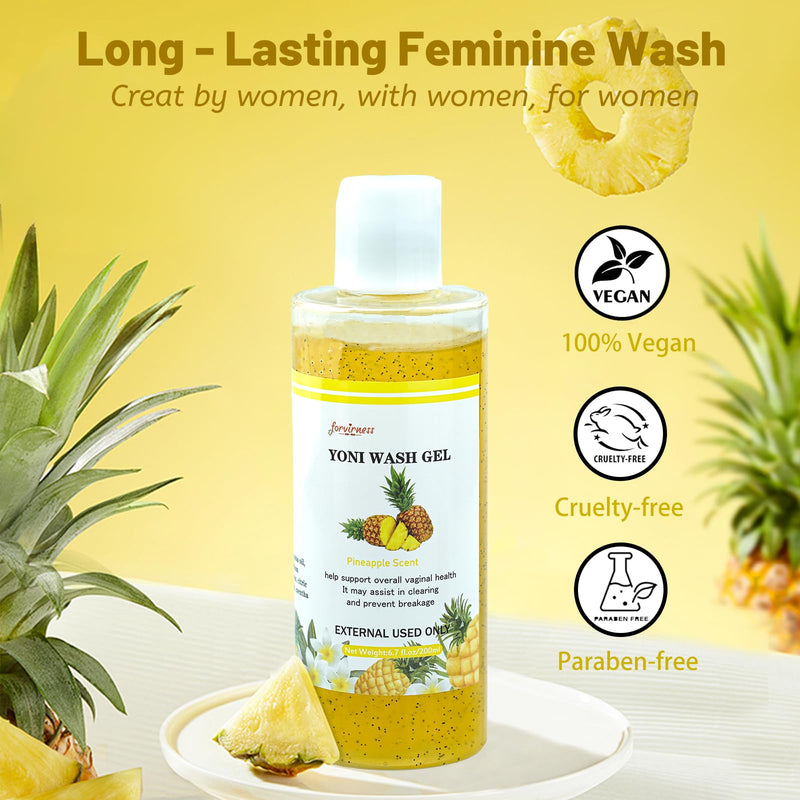 [Australia] - Natural Yoni Wash Yoni Oil Set, Feminine Wash for Women ph Balance, 1 fl.oz Feminine Oil & 6.7 fl.oz Intimate Vaginal Wash - Pineapple Scent 