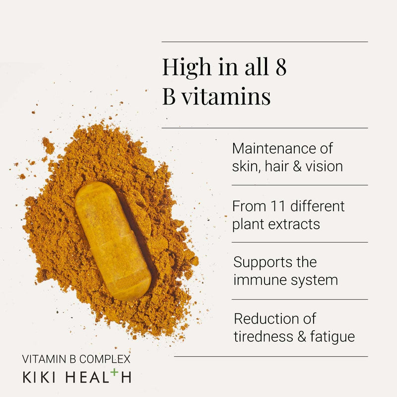 KIKI Health Plant-Based Vitamin B Complex Including B1, B2, B3, B5, B6, B7, B9, and B12 | Essential Vegan-Friendly B Vitamins for Optimal Health and Energy Support | 30 Vegi Capsules Water Extracted
