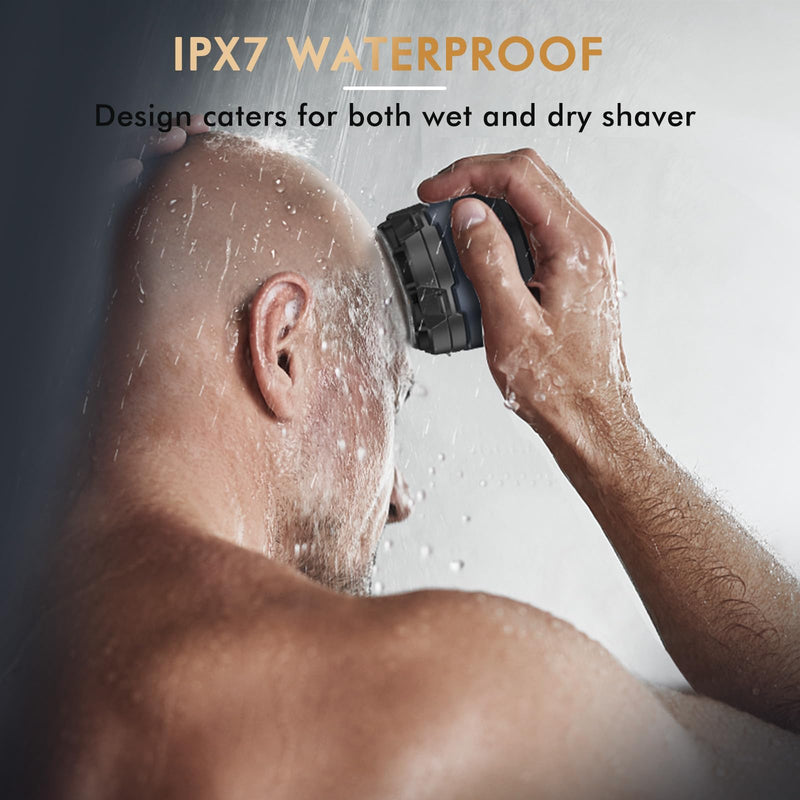 [Australia] - Men's Electric Bald Shaver, Kibiy Upgraded Head Shaver with Removable 6D Head, IPX7 Waterproof Head Shaver for Bald Heads with LED Display, Type-C Charging, Head Shaver for Bald Men with Non-Slip Design 