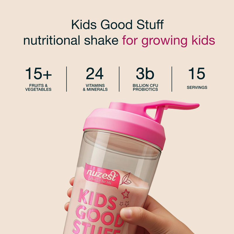 Nuzest - Kids Good Stuff - Vegan Smoothie Mix - Wild Strawberry - Multivitamin Nutritional Supplement Protein Shake - Dairy Free - Supporting Growth and Development - 225g/ 7.9 oz (15 Servings) 7.9 Ounce (15 Servings)