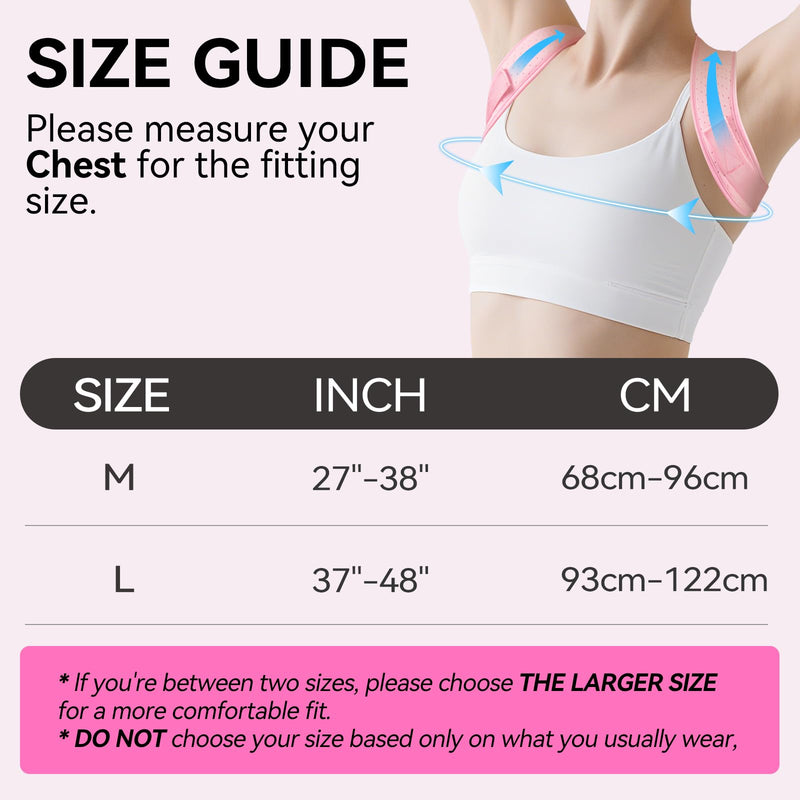 Posture Corrector For Women, Invisible & Breathable Upper Back Brace - Adjustable Back Straightener Posture Support - Relieve Shoulder, Neck & Back Pain Medium (Chest Size 27"-38") Pink 1