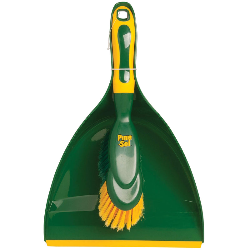 [Australia] - Pine-Sol Dustpan and Brush Set | Nesting Snap-On Design | Portable, Compact Dust Pan and Hand Broom for Cleaning with Rubber Grip Edge, Green 