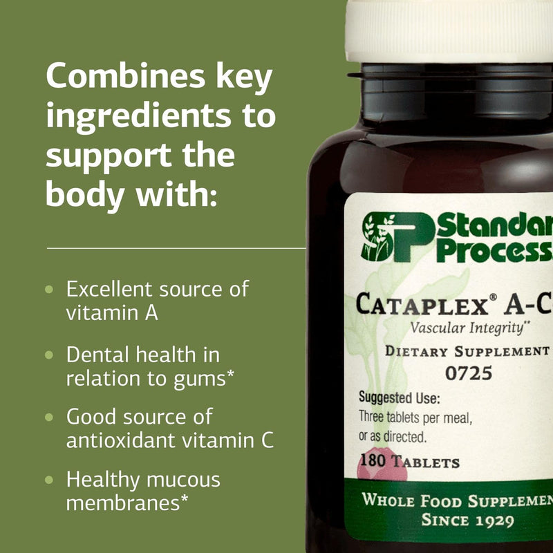 Standard Process Cataplex A-C-P, Cell, Tissue & Immune Support, 180 Tablets | Healthy Cell and Tissue Supplement, Supports Dental Health and Immune System Function, Contains Vitamin A and C 180 Count (Pack of 1)