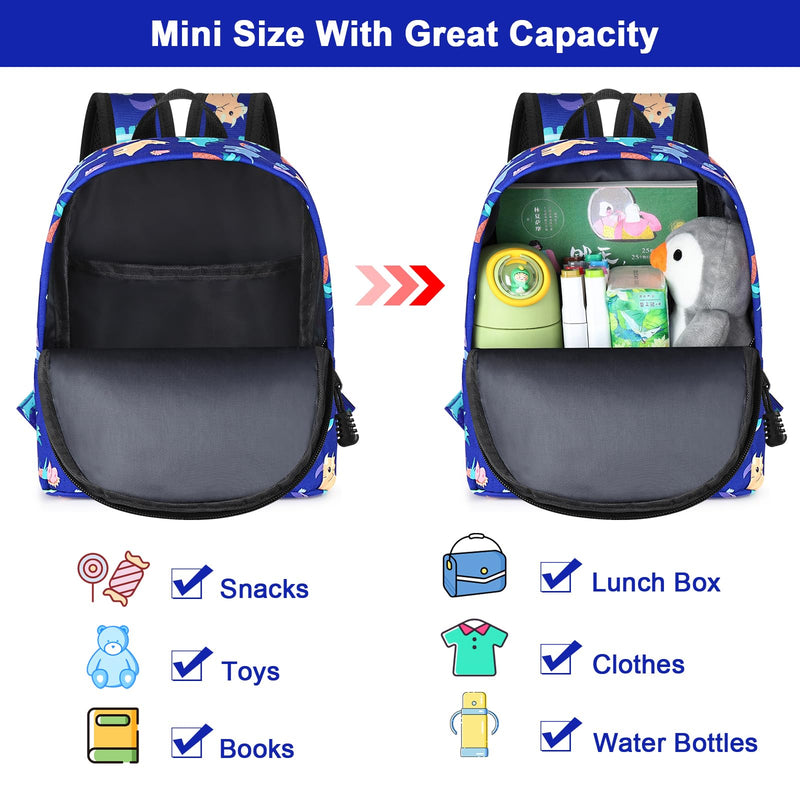 [Australia] - Accmor Toddler Backpack Leash, Cute Dinosaur Kids Backpack with Anti Lost Wrist Link, Mini Child Backpack Leash Walking Harness for Outdoor Travel, Adorable Backpack Tether for Baby Boys 1-3 Blue/Volcanic Dino, Blue Link 