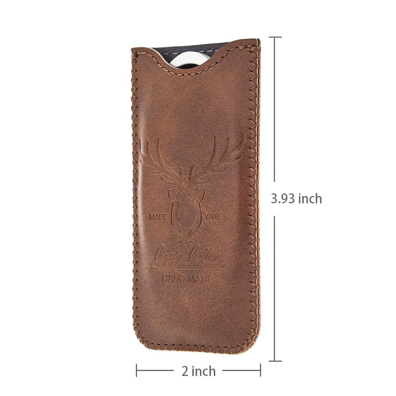 [Australia] - Stainless Steel Cigar Cutter with Leather Case,Double Blade for a Precise Perfect Cut(Brown deer) Brown Deer 
