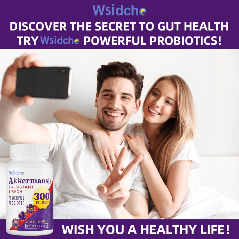300 Billion AFU Akkermansia Muciniphila Probiotics for Women Men, 60 Caps | Akkermansia Probiotic for Digestive, Gut, Immunity, Enhances* Gut Lining Function, Intestinal Walls, 6-in-1 Akka Superbiotics 60 Count (Pack of 1)