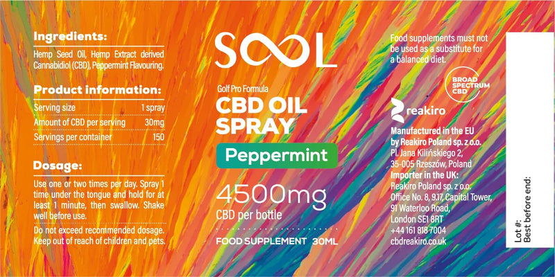 SOOL CBD Oil Spray 4500mg 30ml, Peppermint Flavour High Strength CBD | Hemp Oil CBD Spray | Broad Spectrum CBD Drops | CBD Sleep, Anxiety & Stress Relief Cannabidiol CBD Oil - 0thc* cannabidiol Oil