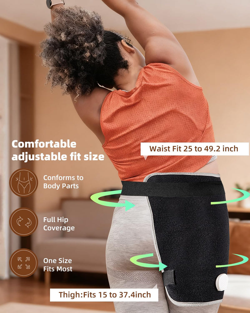Ultra-Soft Touch Hip Heating Pad for Sciatica Relief, FSA Eligible Items Only, 18.5"×16" Graphene Electric Wrap for Hip Recovery, Physical Therapy for Lower Back Thigh Buttock Black-upgraded