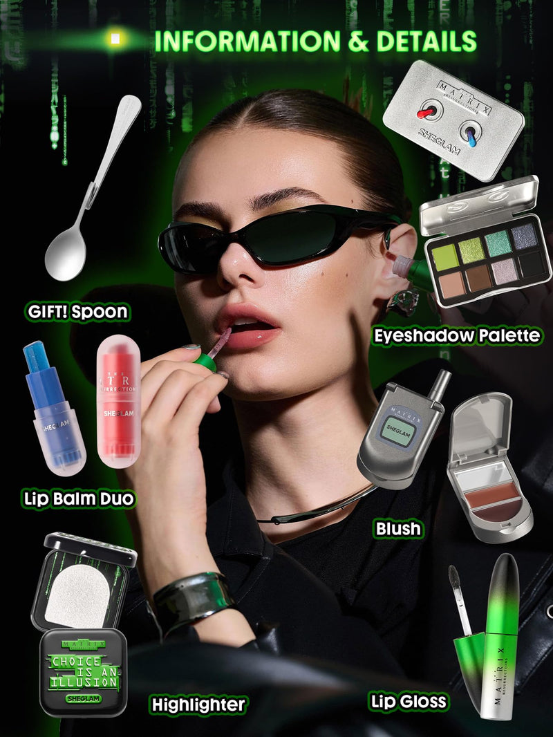 [Australia] - SHEGLAM The Matrix Collection Set All in One Makeup Kit Includes Eyeshadow PaletteLip Balm Highlighter Lip Gloss Blush Make Up Gift Set for Women 