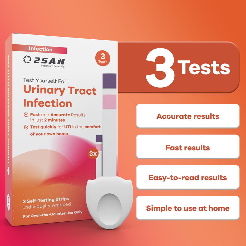 [Australia] - 2San 2-in-1 UTI Test Strips for Women ‚Äì at-Home Urinary Tract Infection Kit Detects Leukocyte & Nitrite Markers in 2 Minutes ‚Äì 3 Individually Wrapped, Easy-Read, FSA/HSA-Eligible Tests 