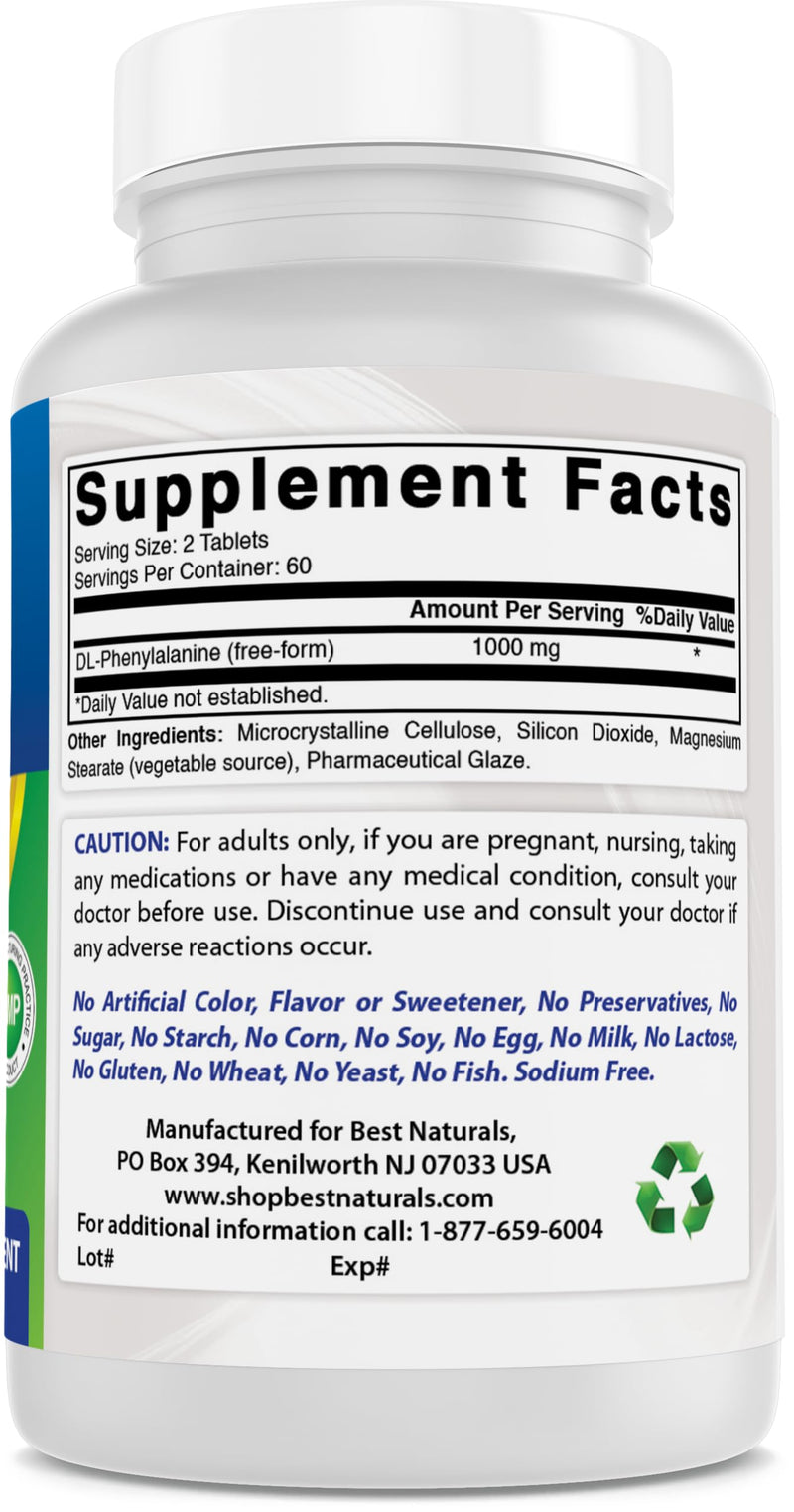 Best Naturals DLPA 500 mg 120 Tablets (120 Count (Pack of 1))