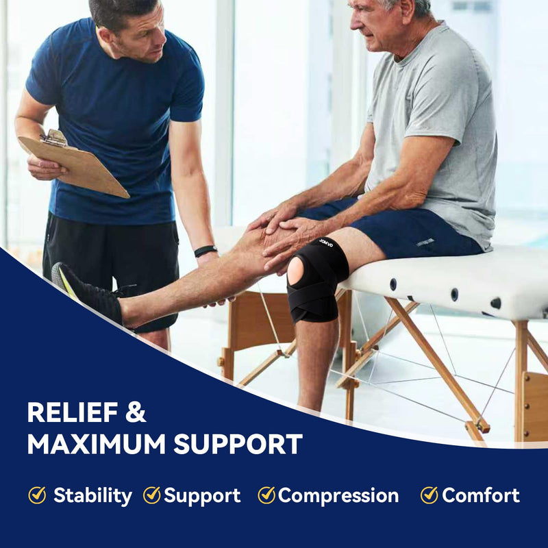 [Australia] - Knee Brace for Knee Pain, Meniscus Tear, Adjustable Knee Support with Side Spring Stabilizers for Meniscus Tear, Arthritis, Patella Stability, Knee Pain Relief, Women and Men Black Medium 