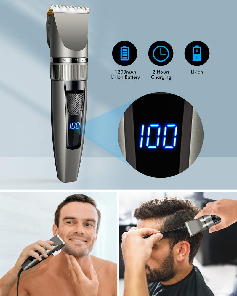 [Australia] - Qhou 2022 Newest Hair Clippers, Professional Hair Trimmer for Men, Corded/Cordless USB Rechargeable Clippers Set Electric Barber Home Hair Cutting Kit Beard Trimmer for Men with Combs and Cape- Gray 