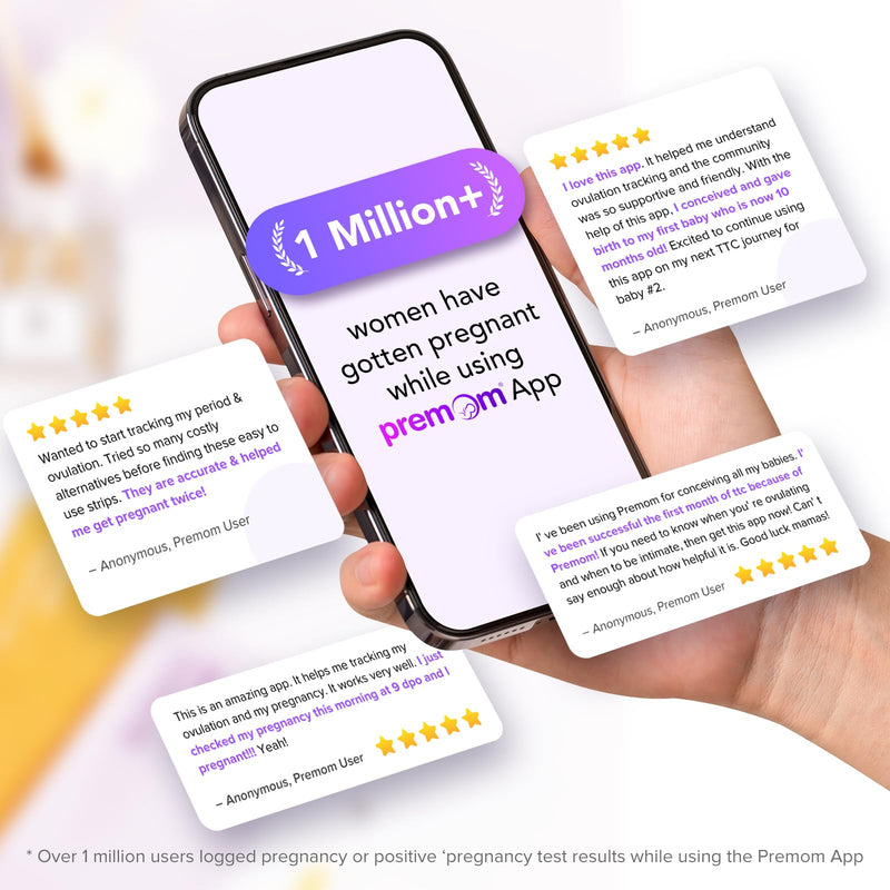 Premom Quantitative Ovulation Predictor Kit for Women | 40 Ovulation Test Strips with Numerical LH Range 0-65 mIU/mL, 10 Pregnancy Test Strips, Premom App Tracking LH Changes 50 Piece Set