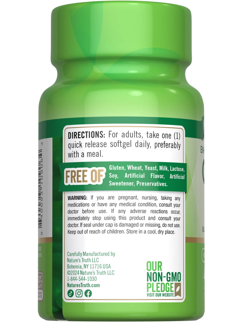 Nature's Truth CoQ10 400mg | Softgels | Maximum Strength | High Absorption | Non-GMO & Gluten Free Supplement
