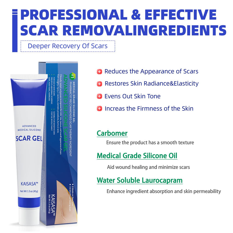 [Australia] - Scar ointment to reduce scar visibility, scar gel for old and new scars, scar cream for children & adults for burns to reduce scars (45g) odorless 