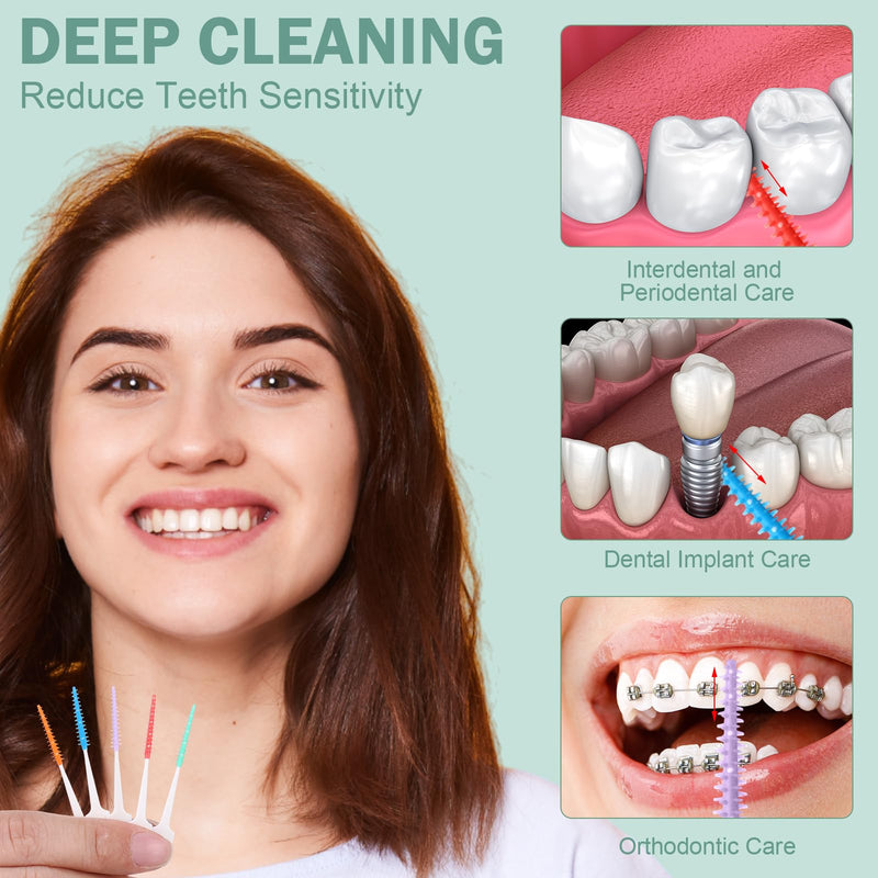 600 Pcs Soft Interdental Brushes Disposable Gum Picks Dental Floss with Case Picks Dental Braces Brush for Teeth Cleaning and Gum Health 600