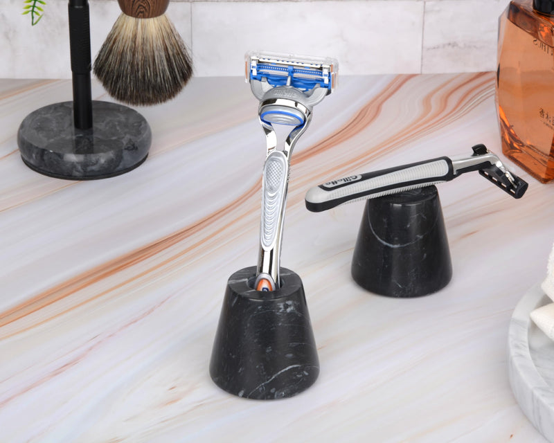 [Australia] - GMYIAK 2 pieces marble razor blade stand, opening diameter 18 mm, desk pen holder, toothbrush razor blade stand for bathroom worktops black 