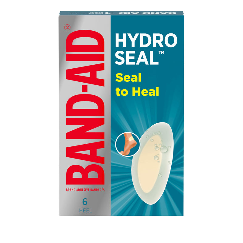 Band-Aid Brand Adhesive Bandages Hydro Seal Wound Care Bandages, Hydrocolloid Gel Heel Bandages Support Better Healing for Blisters, Cuts & Scrapes, Long Lasting Waterproof Bandages, 6 ct