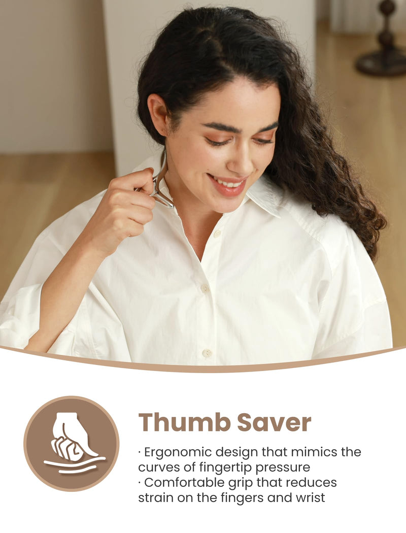 [Australia] - lifechill Trigger Point Massage Tool for Deep Tissue Massage & Gua Sha, Muscle Scraper Tool for Full Body Pain Relief, Thumb Saver Acupressure Tool, FSA HSA Eligible Silver 
