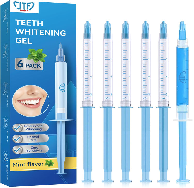 [Australia] - JTF Teeth Whitening Gel Kit: 35% Carbamide Peroxide, 5Pcs Teeth Whitener Gels and 1 Remineralization Gel to Remove Stains from Coffee Food and Smoking, Enamel Safe and No Sensitivity, Mint 