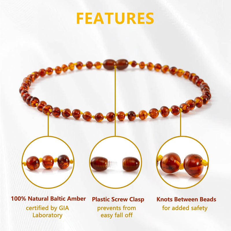 [Australia] - Cici's Story Baltic Amber Necklace (Cognac) - Certified Authentic Baltic Amber 14 Inch (Pack of 1) 
