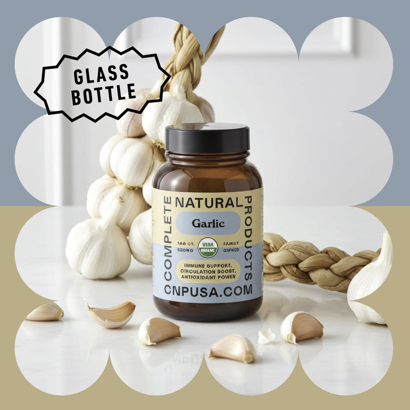 [Australia] - Complete Natural Products Organic Garlic Capsules - 520mg Capsules 100 Count Vegetarian Pills Supplement, Garlic Powder Capsules & Extract 