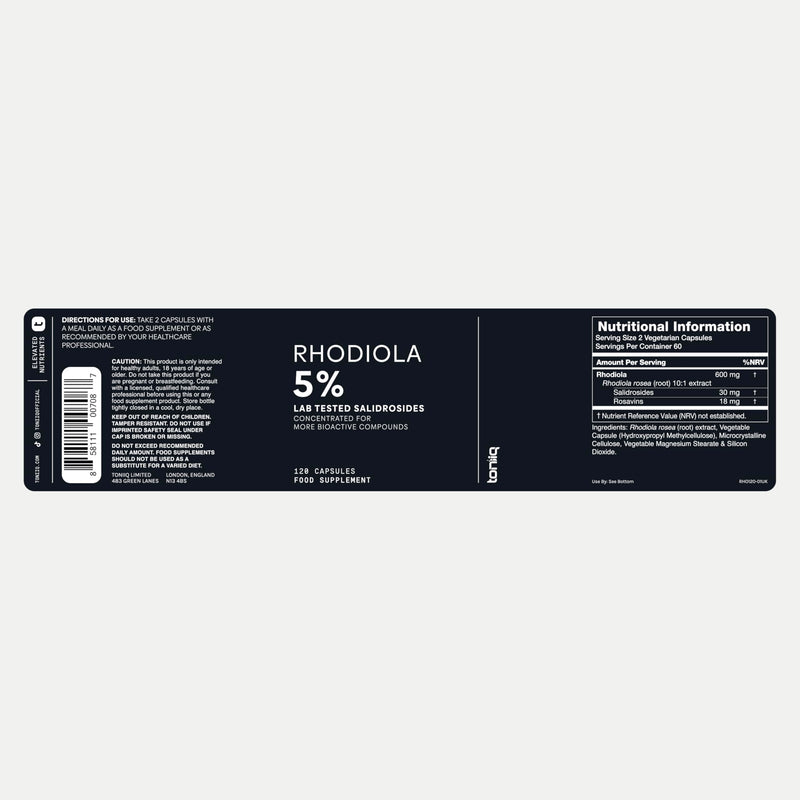 Toniiq Triple-Strength 600mg Rhodiola Rosea - 120 Capsules - 5% Salidroside Concentrated Extract - Highly Purified and Bioavailable