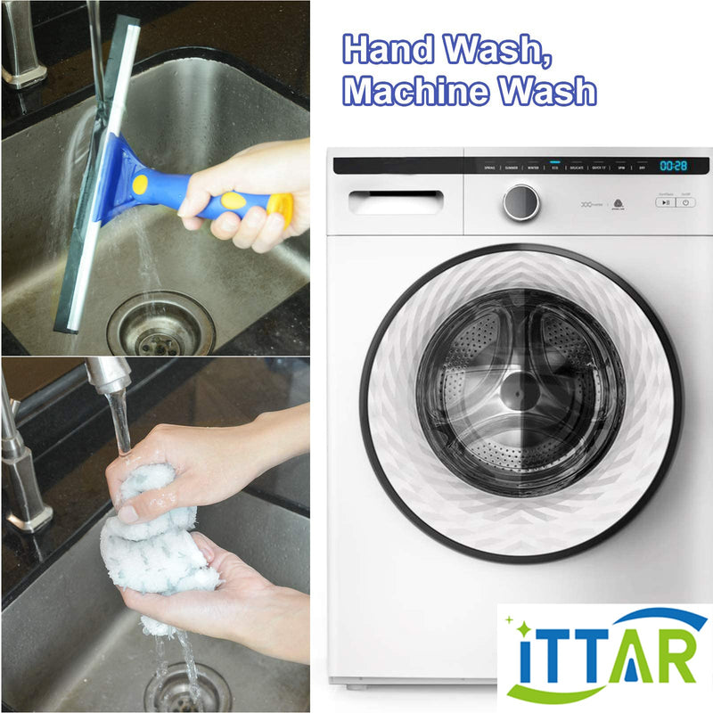 [Australia] - ITTAR Window Cleaner Squeegee,Rotatable Squeegee and Microfiber Scrubber with Extendable 3 Section Stainless Steel Pole,Window Cleaning Tool with 2 Microfiber Pads for Shower Glass Door,Car Windshield 1 Set of Pole 