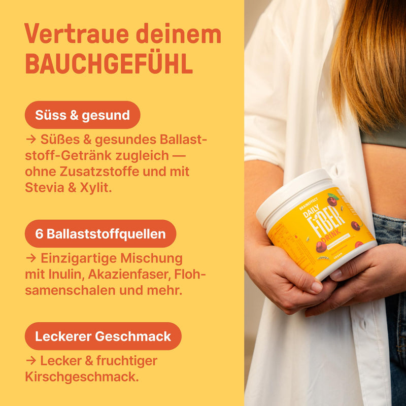 [Australia] - BRAINEFFECT DAILY FIBER 1.0 - fiber drink with 6 sources of fiber for digestion and appetite - sugar-free - 330g (30 servings) - Red Cherry 