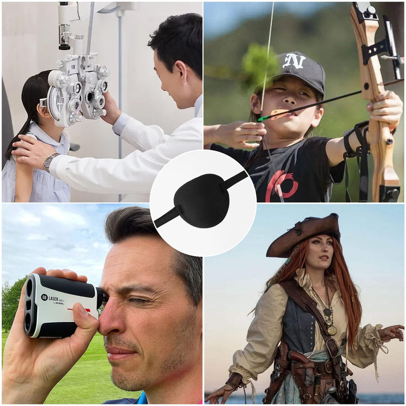 [Australia] - Pack of 4 Eye Patches, Medical Eye Patches for Adults and Children, 3D Adjustable Eye Patch Pirate Eye Patches for Left or Right Eyes Amblyopia Recovery Phase After (Black) 