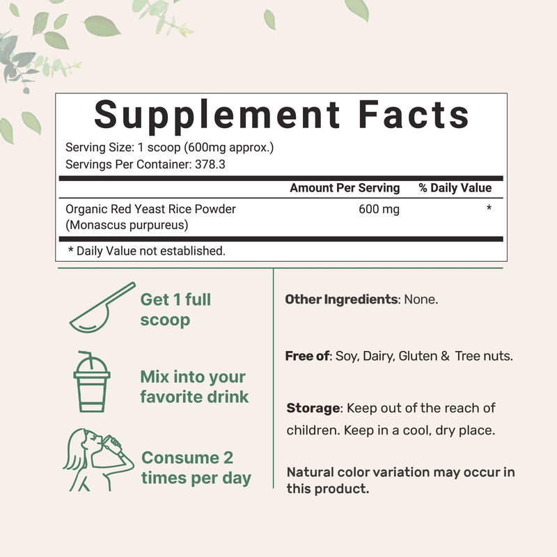 [Australia] - Micro Ingredients Organic Red Yeast Rice Powder, 8 Ounce (1 Year Supply), Non-GMO, Vegan Friendly 