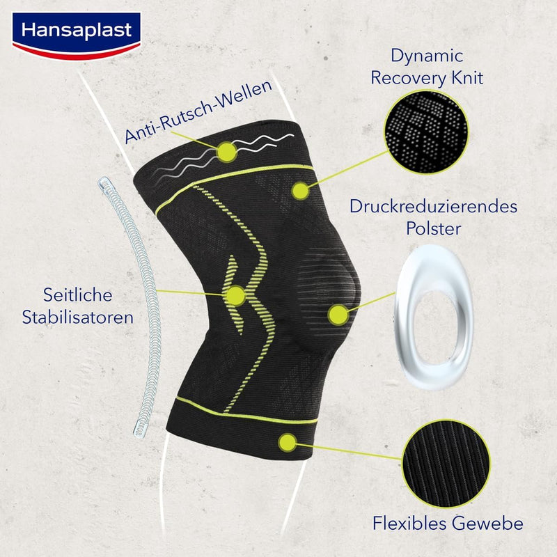 [Australia] - Hansaplast Performance knee bandage, knee bandage stabilizes & relieves the joint, bandage for right & left knee joints supports active recovery, size L/XL 