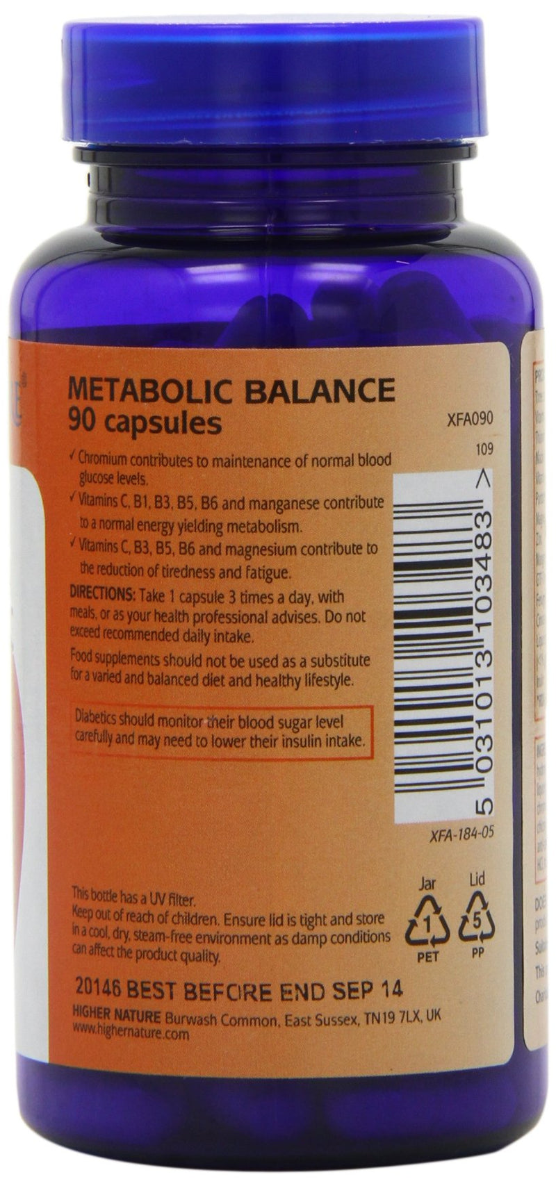 Higher Nature - Advanced Glucose Support - Healthy Weight & Metabolism - Vegetarian & Vegan - 90 Capsules