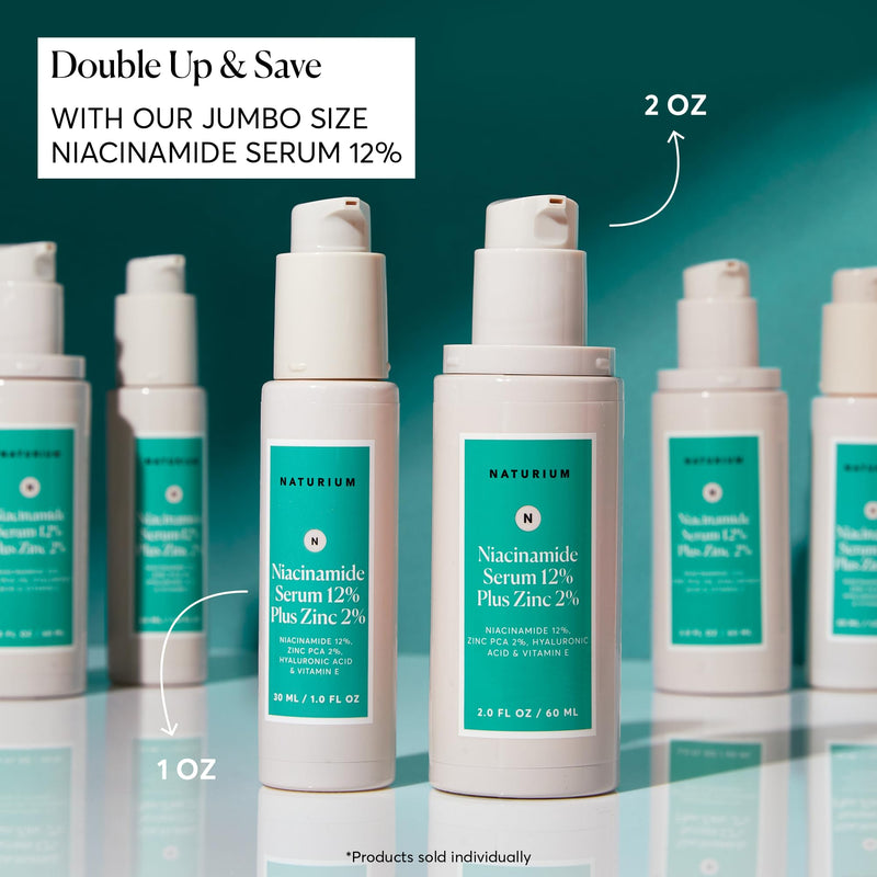 Naturium Niacinamide Face Serum 12% Plus Zinc 2% Jumbo, Anti-Aging, Pore Minimizer & Dark Spot Corrector with Hyaluronic Acid & Vitamin E, Vegan & Cruelty-Free, 2 oz 2 Fl Oz (Pack of 1)