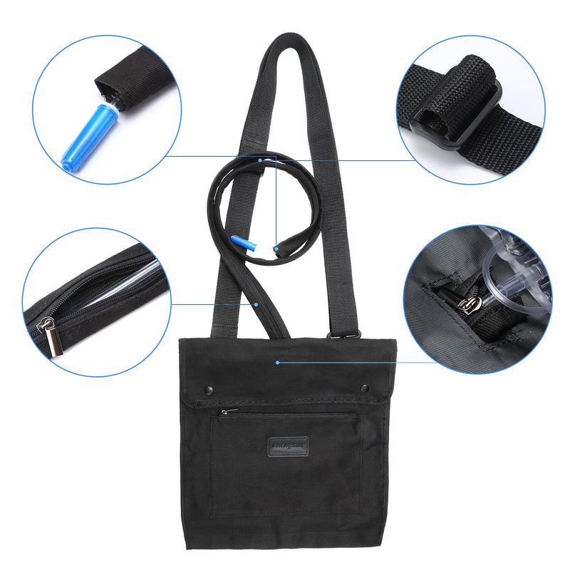 [Australia] - Urine Drainage Bag Holder Bag Cover with Zipper Pipe Sleeve & Adjustable Shoulder Strap (Black) Black 