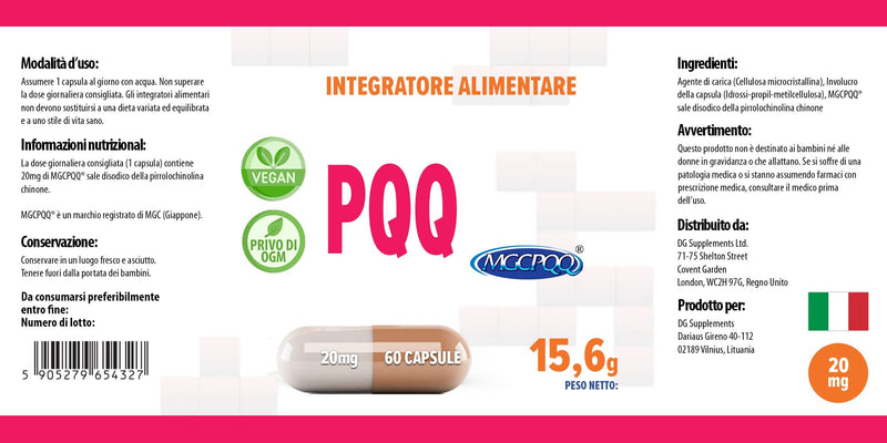 [Australia] - Hepatica PQQ (MGCPQQ) 20mg 60 Vegan Capsules, (Pyrroloquinoline Quinone), Laboratory Tested, High Dose, Non-GMO & Gluten Free 