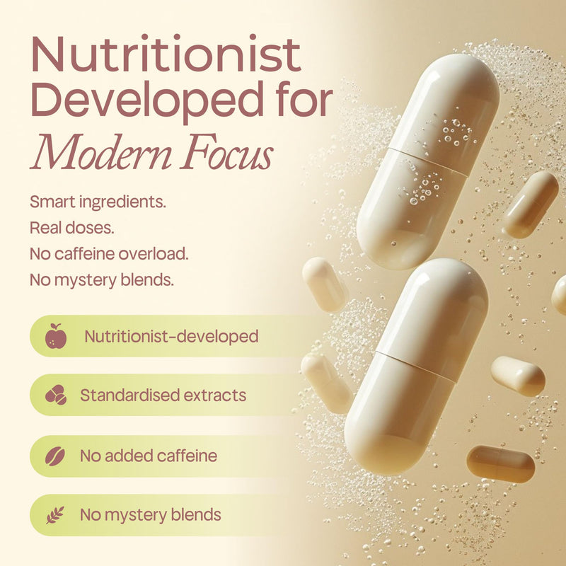 Mind+Matter® Focus Formula - Nootropic Brain Supplement - Citicoline, Lion's Mane, L-Theanine, Rhodiola & Tyrosine - with Vitamin B6 & B12, Vegan, No Added Caffeine, 60 Capsules