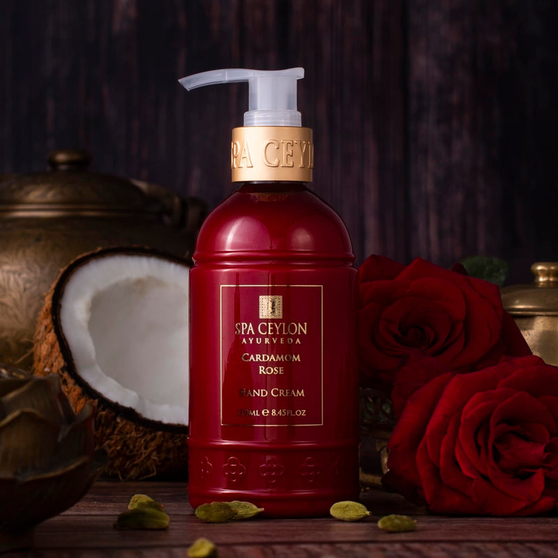 SPA CEYLON Cardamom Rose Hand Cream | Nourishing Hand Moisturizer with Mango Butter, Kokum Butter & Rice Bran | Uplifting Natural Hand Care for All Skin Types