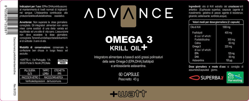 [Australia] - Omega 3 Krill Oil+ dietary supplement with Antarctic krill oil. Rich in omega-3, astaxanthin and benefits for the skin, heart and nervous system. 60 capsules 