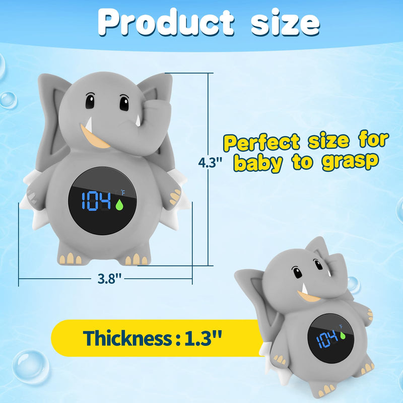 Baby Thermometer,with LED Display and Temperature Warning,Kids' Bathroom Safety Products,Bath Thermometer for Infants, Newborn,BPA-Free Bath Tub Thermometer (Elephants) elephants