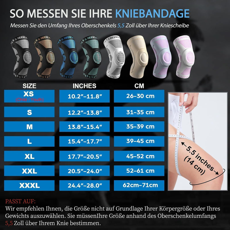 [Australia] - NEENCA Knee Support, Compressed Knee Brace with Patella Gel Pads & Spring Side Stabilizers, Medical Knee Pads for Running, Meniscus Tear, Arthritis, Joint Pain Relief, ACL, Recovery Blue L 