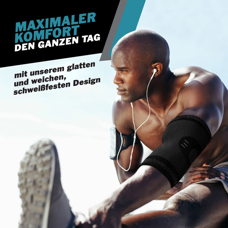 [Australia] - POWERLIX Elbow Brace 2 Pieces, Compression Elbow Brace for Men and Women, for Tennis Elbow, Golfer's Elbow, Sports, Arthritis, Tendonitis, Joint Pain, Black, L 