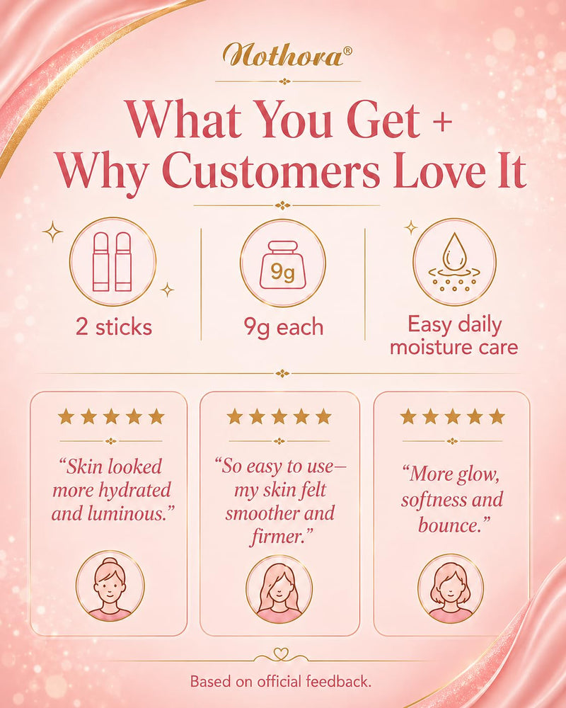 2-Pack Nothora® Collagen Wand, Nothora Pure Collagen Wand Stick, Multi-effect Hydrating Skin Balm, Smooths and Brightens the Look of Skin, Ready for Make-Up, Suitable for Face, Eyes, Lips and Neck